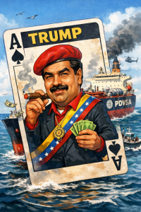 Ilustrasi Moduro melawan Trump