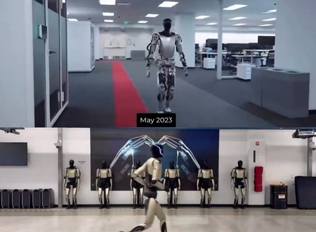 Pola Perubahan Robot Tesla dari 2023 - 2025. Berjalan lambat hingga bisa berlari