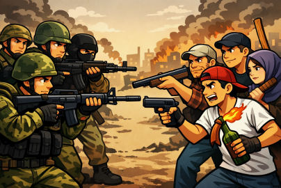 Ilustrasi bentrokan oknum aparat dengan masyarakat sipil