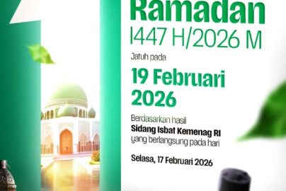 Pemerintah resmi menetapkan 1 Ramadan 1447 H jatuh pada Kamis, 19 Februari 2026 melalui Sidang Isbat.