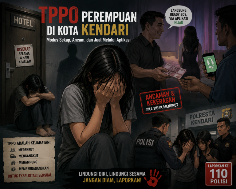 Ilustrasi Kasus TPPO Kembali Terungkap di Kendari, Dua Perempuan Diduga Disekap dan Dijual ke Pria Hidung Belang