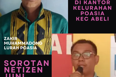 Kolase foto Lurah Poasia Zakir Muhamadong dan Lurah Talia Rachmat Aboe Kasim yang menjadi sorotan publik setelah dugaan pesta minuman keras dan pemesanan perempuan di Kantor Kelurahan Poasia, Kota Kendari.