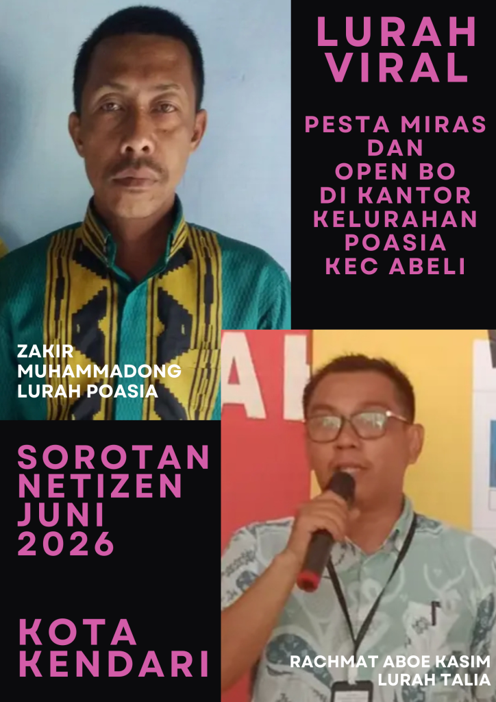 Kolase foto Lurah Poasia Zakir Muhamadong dan Lurah Talia Rachmat Aboe Kasim yang menjadi sorotan publik setelah dugaan pesta minuman keras dan pemesanan perempuan di Kantor Kelurahan Poasia, Kota Kendari.