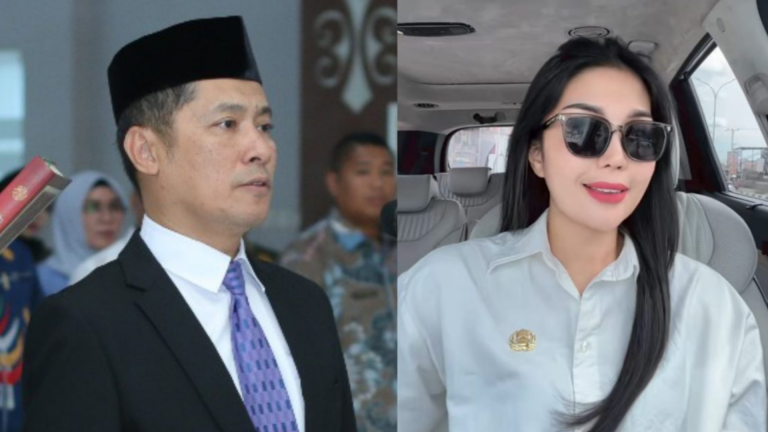 Sekertaris Daerah Konawe Selatan Ichsan Porosi dan Elis Wahid, Pegawai PPPK Sulawesi Tenggara. Keduanya digrebek dan dilaporkan di Polda Sultra. Foto Istimewa.
